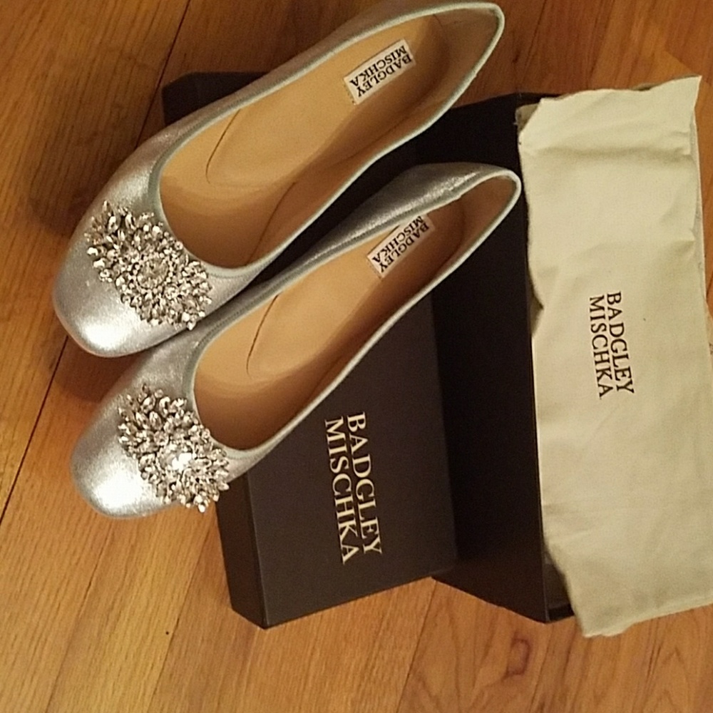 Badgley Mischka Silver Bridal Flats